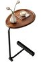 C-Shaped Side Table, Solid Wood Top with Metal Base, Modern Sofa End Table, Brwon/Black