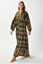 Modest Women's Megan 100% Viscose Maxi Length Khaki Layered Balloon Sleeve Long Summer Dress - 5
