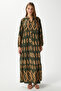 Modest Women's Megan 100% Viscose Maxi Length Khaki Layered Balloon Sleeve Long Summer Dress - 3