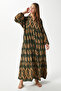 Modest Women's Megan 100% Viscose Maxi Length Khaki Layered Balloon Sleeve Long Summer Dress - 7