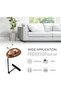C-Shaped Side Table, Solid Wood Top with Metal Base, Modern Sofa End Table, Brwon/Black - 5