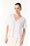 Women's White V-Neck Short Sleeve T-Shirt - 3