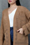 V-Neck Long Loose Sleeves Hollowed Openwork Pockets Loose Relaxed Fit Knitwear Spring Summer Cardigan - 6