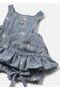 Baby Girl Floral Embroidered Hat Short Jumpsuit Blue 1665 - 3