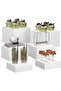 2 Sets of 3 Steps Acrylic Display Risers, 5-Sided Acrylic Riser with Hollow (Square-White)