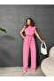 Belted Jumpsuit with Padded Shoulders