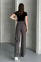 Women's New Season High Waist Classic Anthracite Fabric Trousers - 2
