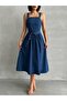 Square Neck Belt Detailed Denim Dress Missel8995 - 4