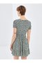 Blai̇s Mixed Double Breasted Collar Floral Short Sleeve Women's Dress - 4
