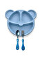 3 Compartment Teddy Bear Shaped Food Plate and Figured Storage Box Baby Food Fork Spoon Set - 7