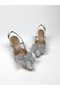 Silver Glitter Bow 9 cm High Heel Shoes 01483 - 2