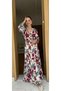 Elastic Waist Flowers Dress Mini Burgundy