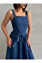 Square Neck Belt Detailed Denim Dress Missel8995 - 5
