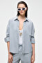 Vesta Women's 100% Cotton Linen Look Flared Oversize Gray Shirt - 3