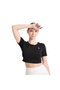 Women's Black 80% Modal 20% Elastane Short Sleeve Compression Sports Crop - Breathable and Stretchable Crop