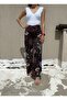 Women's Viscose Fabric Wide-Leg Patterned Summer Trousers / Plazzo - 7
