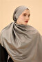 Gray Black Plain Double Sided Silk Shawl Model - 2