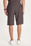 Men's Standard Fit Cotton Jacquard Printed Crew Neck Waist Lace up Purple Shorts Set - 6