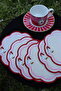 6 Pieces Love Birds Linen Red Embroidered Coffee Side Cocktail Serving Napkins - 6