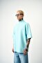 Men's Be Kind Embroidered Half Zipper Oversize T-Shirt Baby Blue - 3