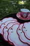 6 Pieces Love Birds Linen Red Embroidered Coffee Side Cocktail Serving Napkins - 5