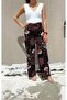 Women's Viscose Fabric Wide-Leg Patterned Summer Trousers / Plazzo - 3