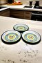 16 cm 3 Piece Enamel Plate, Coffee Plate for 3 People, Service Plate, Snack Plate, Gift - 3