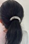 Silver Color Thin Metal Detailed Rubber Ponytail Cuff Buckle