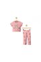 Colorful Printed Ribbed Spanish Leg Bottom Top Set 2Y-5Y