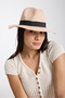 Women's Straw Hat Summer Wide Brim Ribbon Pink Beach Trilby Model - 4