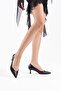 Women's Black Leather 5 cm Stiletto Special Design Heel V Model Stylish Daily Comfortable Massole New Season - 4