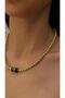 Gold Topcuk Navy Blue Bead Detail Necklace