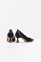 Women's Black Leather 5 cm Stiletto Special Design Heel V Model Stylish Daily Comfortable Massole New Season - 5