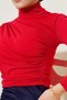 Turtleneck Gathered Red Sandy Blouse Body Badi - 4