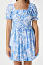 Women's Lina Back Elastic Blue Balloon Dress 00039 - 6
