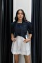 Raw Linen Shirt with Navy Blue Collar Detail - 2