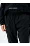 Jogger Sweatpants with Lace Waist Stitching Detail and Pocket - 5