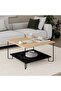 Marbo Modern Coffee Table Oak Lotus Multipurpose H 45cm Oak/Marble Black