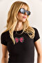 Women's Black Sequin Bow Detailed Slim Ribbed Crop Blouse Blz-19002989 - 5