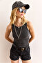 Women's Anthracite Cut Detailed Washed Cotton Body Bdy-00000057