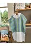 Green Blue Retro Muslin Poncho