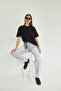 Ribbon-Designed Oversized 100% Cotton Women's T-Shirt - 5