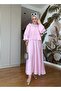 Cotton Ruffle Detailed Summer Skirt Suit – Pink - 2