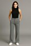 Women's Gray Color High Waist Draped Regular Fit Classic Fabric Trousers - 3