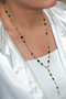 Women's Colorful Square Stone Y Necklace Gold - 2