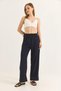 Wide Leg Trousers with Rope Detail on the Sides Navy Blue - 3