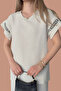 Women Blouse Pants Sleeve and Leg Embroidered Bottom Top Double Linen Set - 2