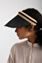 Wide Brim Black Color Sun Protection Women's Summer Straw Visor Hat - 7