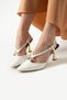 Luxurious White Patent Leather Women's Heeled Shoes with Gold Detail Stylish and Elegant for Everyday Special Occasion Combin - 2