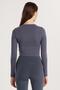 Women's Slim Fit Cotton Plain Crew Neck Anthracite Blouse - 5